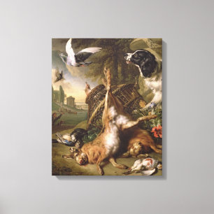 Stillleben mit totem Spiel und Hasen Leinwanddruck