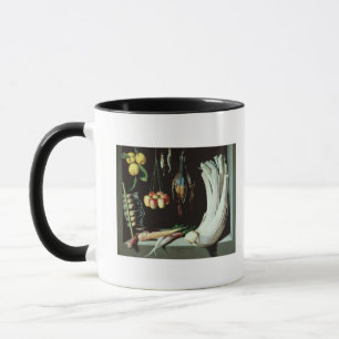 Stillleben mit toten Vögeln, Frucht und Tasse