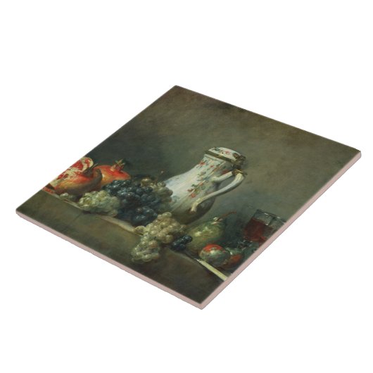 Stillleben mit Trauben und Granatäpfeln, 1763 (Öl Fliese (Seite)