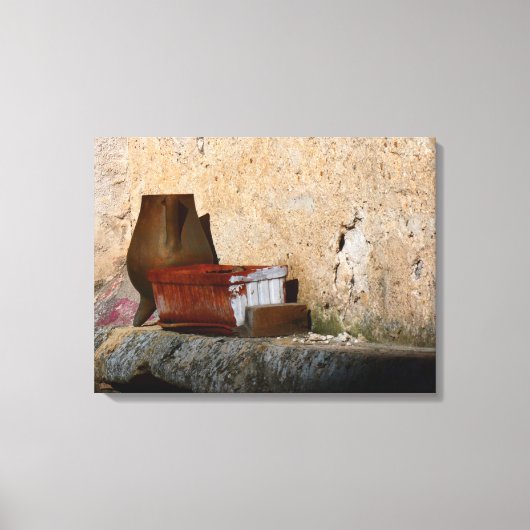 Stillleben mit Vase Olla und Basket Leinwanddruck (Vorderseite)