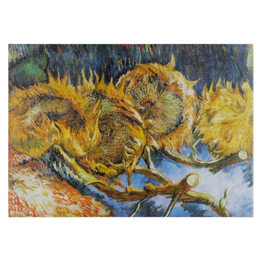 Stillleben mit vier Sonnenblumen Van Gogh Vincent Schneidebrett (Vorderseite)