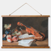 Stillleben mit Violinkunst Wandteppich Mit Holzrahmen (Vorne)