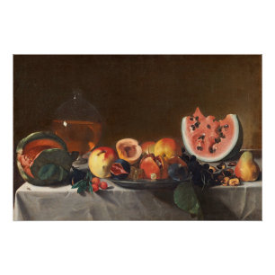 Stillleben mit Wassermelonen und Carafe Poster