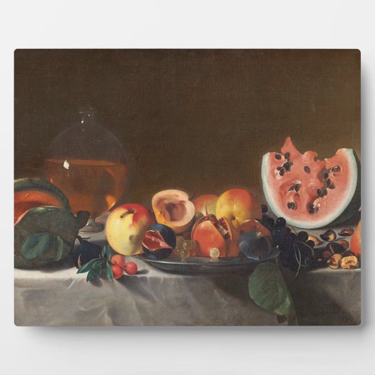 Stillleben mit Wassermelonen und Karaffe Fotoplatte (Vorderseite)