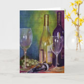 Stillleben mit Wein Karte (Gelbe Blume)