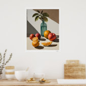 Stillleben mit Zitrusfrüchten und Glasflasche Post Poster (Küche)