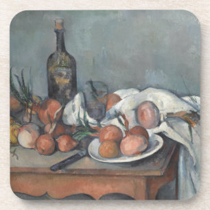 Stillleben mit Zwiebeln, Ölgemälde, Paul Cezanne Getränkeuntersetzer