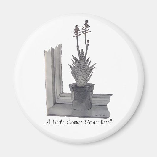 Stillleben Pot Pflanze realistische Sketch-Kühlsch Magnet (Vorne)