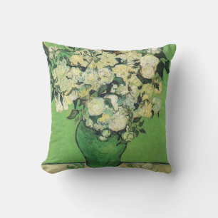 Stillleben - rosa Rosen in einer Vase, van Gogh Kissen