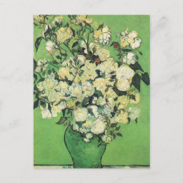 Stillleben - Rosa Rosen in Vase Vincent und Gogh, Postkarte