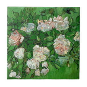 Stillleben: Rosa Rosen von Vincent van Gogh Fliese