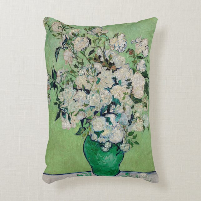 Stillleben Rose in einer Vase von Vincent van Gogh Dekokissen (Vorderseite(Vertikal))