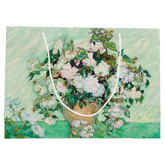 Stillleben Rose in einer Vase von Vincent van Gogh Große Geschenktüte (Rückseite)