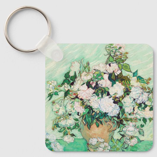 Stillleben Rose in einer Vase von Vincent van Gogh Schlüsselanhänger (Vorderseite)