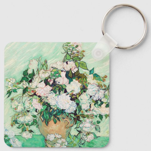 Stillleben Rose in einer Vase von Vincent van Gogh Schlüsselanhänger (Rückseite)