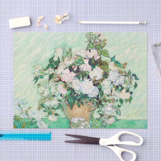 Stillleben Rose in einer Vase von Vincent van Gogh Seidenpapier (Handwerk)