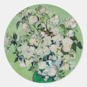 Stillleben Rosen in einer Vase von Vincent van Gog Runder Aufkleber