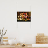 Stillleben und ein Körbchen von Blume Poster (Küche)