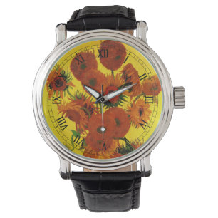 Stillleben-Vase mit 15 Sonnenblumen Vincent van Go Armbanduhr