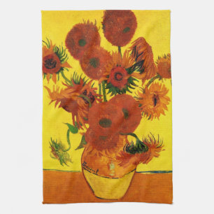 Stillleben-Vase mit 15 Sonnenblumen Vincent van Go Geschirrtuch