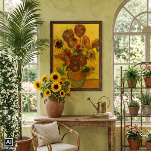 Stillleben-Vase mit 15 Sonnenblumen Vincent van Go Poster