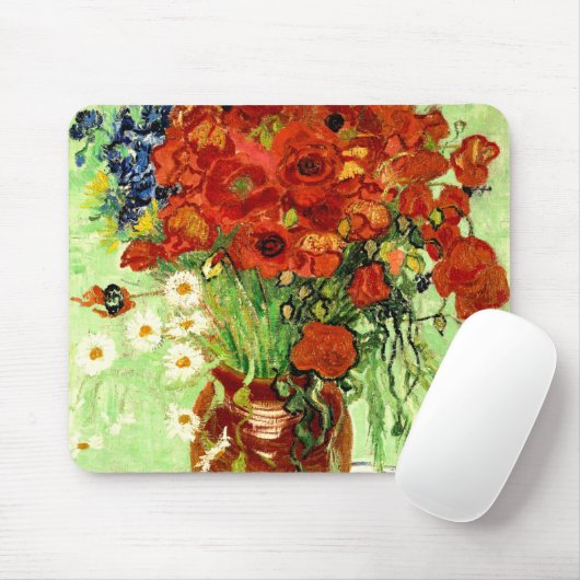 Stillleben, Vase mit Gänseblümchen und Mohnblumen Mousepad (Mit Mouse)