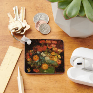 Stillleben-Vase mit Zinnias von Vincent van Gogh Schlüsselanhänger
