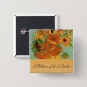 Stillleben - Vase mit zwölf Sonnenblumen, van Gogh Button (Vorne & Hinten)