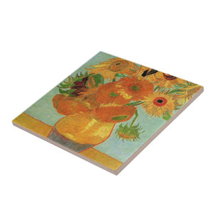 Stillleben - Vasen mit zwölf Sonnenblumen, van Gog Fliese