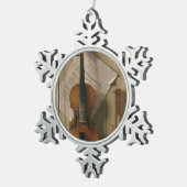 Stillleben, Violine und Musik Schneeflocken Zinn-Ornament (Rechts)