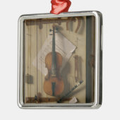 Stillleben, Violine und Musik Silbernes Ornament (Links)