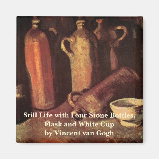 Stillleben von 4 Steinflaschen von Vincent van Gog Magnet (Vorne)