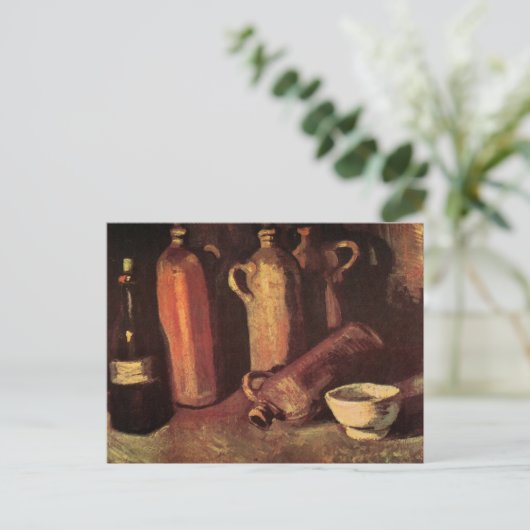 Stillleben von 4 Steinflaschen von Vincent van Gog Postkarte (Stehend Vorderseite)