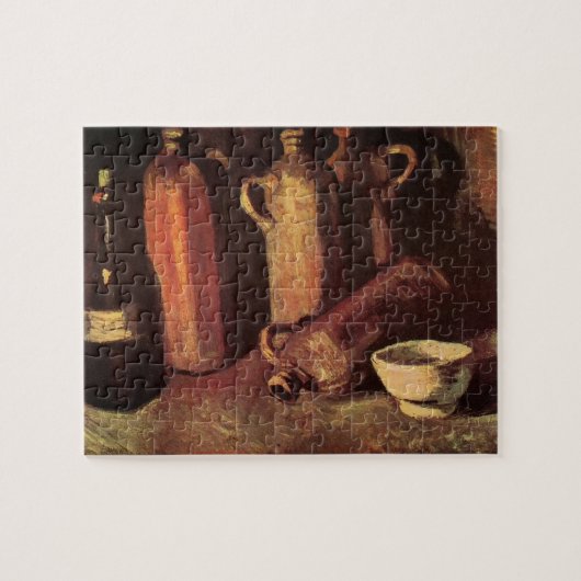 Stillleben von 4 Steinflaschen von Vincent van Gog Puzzle (Horizontal)