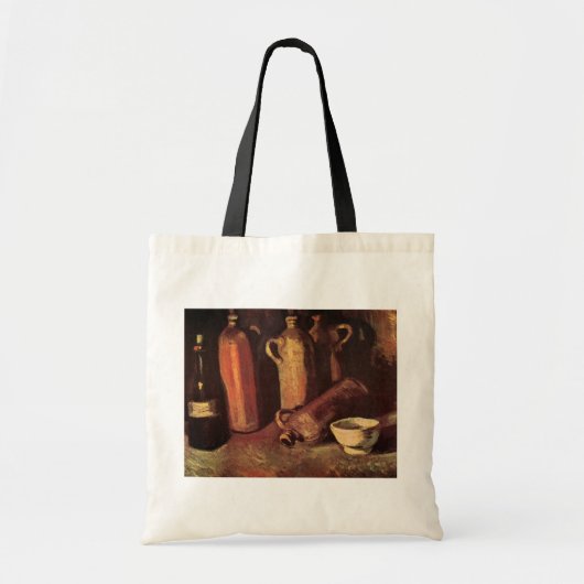 Stillleben von 4 Steinflaschen von Vincent van Gog Tragetasche (Vorne)