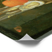 Stillleben von Austern, Trauben, Brot Poster (Ecke)