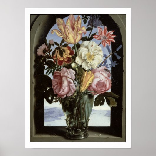 Stillleben von Blume in einem Trinkglas Poster (Vorne)