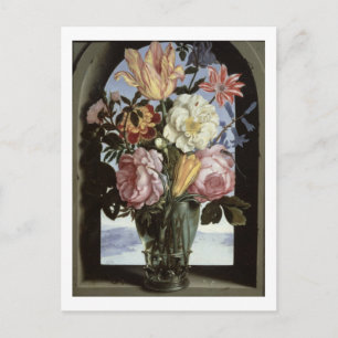 Stillleben von Blume in einem Trinkglas Postkarte