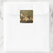 Stillleben von Obst und Blume Quadratischer Aufkleber (Tasche)