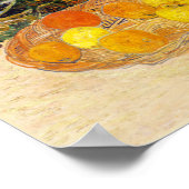 Stillleben von Orangen und Zitronen mit blauen Han Poster (Ecke)