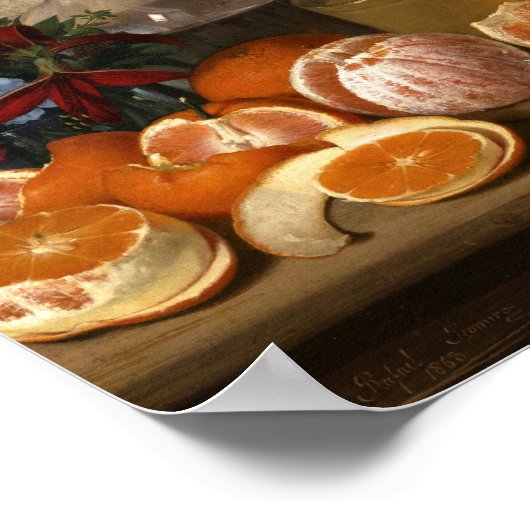 Stillleben von Orangen von Rafael Romero Barros Poster (Ecke)