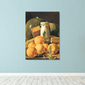 Stillleben von Orangen, Wassermelone Leinwanddruck (Insitu (Holzboden))