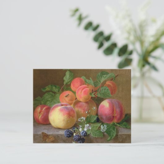 Stillleben von Pfirsichen Postkarte (Stehend Vorderseite)