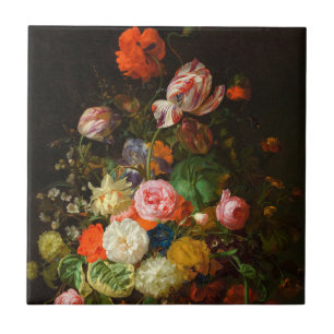 Stillleben von Rose, Tulpen, einer Sonnenblume, 17 Fliese
