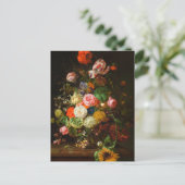Stillleben von Rose, Tulpen, einer Sonnenblume, 17 Postkarte (Stehend Vorderseite)