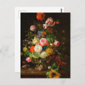 Stillleben von Rose, Tulpen, einer Sonnenblume, 17 Postkarte (Vorne/Hinten)