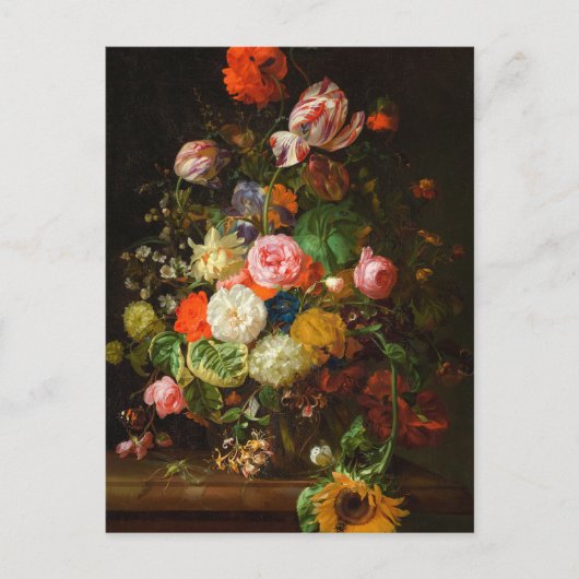 Stillleben von Rose, Tulpen, einer Sonnenblume, 17 Postkarte (Vorderseite)