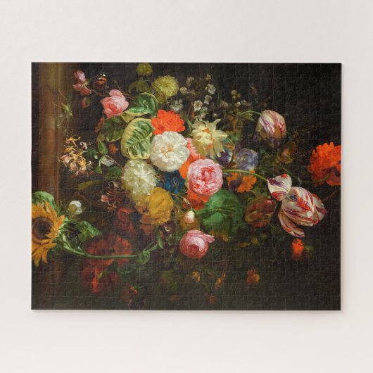 Stillleben von Rose, Tulpen, einer Sonnenblume, 17 Puzzle (Horizontal)