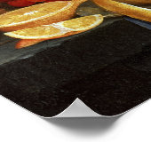 Stillleben von Trauben, Orangen und geschältem Zit Poster (Ecke)