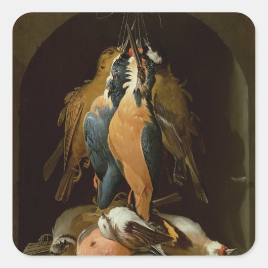 Stillleben von Vögeln Quadratischer Aufkleber (Vorderseite)